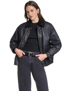Levi's Relaxed Dad Bombel85 Waxed-cotton Corduroy-collar Jacket - Black
