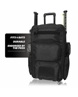 Peneyon Rolling Softball Baseball Gear Bag With Bat Sleeves Storage Pockets Hanging Hooks Wheels - Black