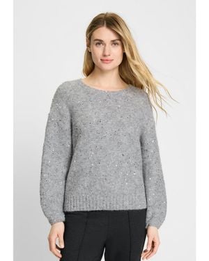 Olsen Embellished Boucle Sweater - Gray