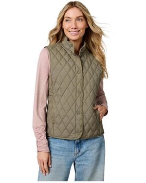 Free Country Cirrus Diamond Quilted Button Down Vest - Natural