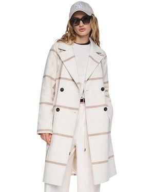 DKNY Belted Notch Collar Coat - White