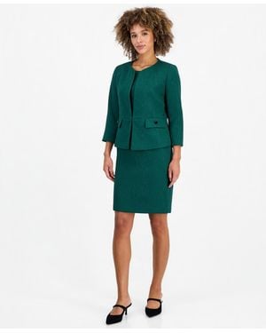 Le Suit Jacquard Sheath Cardigan And Dress - Green