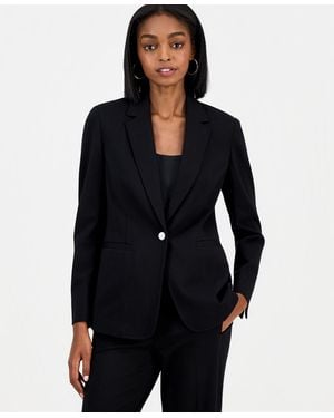 BarIII Compression Notch-collar Single Button Blazer - Blue
