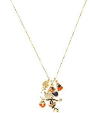 Disney Minnie Mouse Crystal And Mother Of Pearl Trick Or Treat Pendant Necklace - Metallic