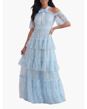 Needle & Thread Primrose Tiered Maxi Gown - Blue
