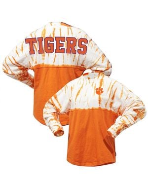 Spirit Jersey Clemson Tigers Tie-dye Long Sleeve Jersey T-shirt - Orange