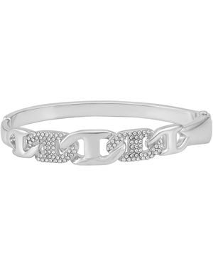 Guess Glass Stone Chain Link -tone Bangle Bracelet - White