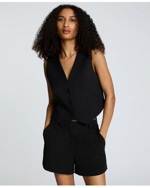 Kenneth Cole Luxe Twill Three Button Vest - Black