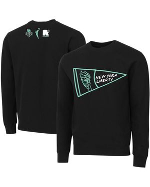 round21 And New York Liberty Pennant Crewneck Pullover Sweatshirt - Black