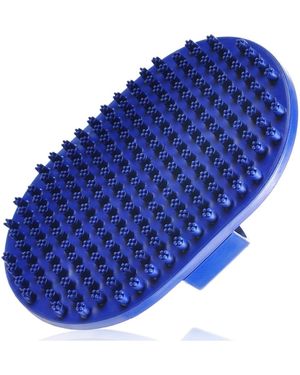 Aronkl Rubber Brush For Dogs Cats Gentle Deshedding Bath Short Medium Hair Soft Bristles Antislip Grip Easy Clean - Blue