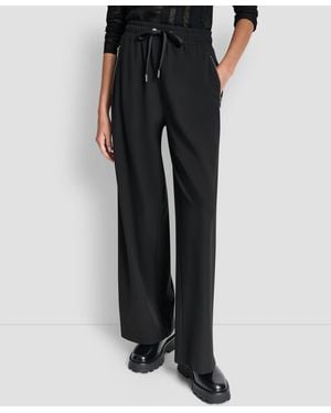 DKNY Soho Ponte Pull-on Wide-leg Pants - Black