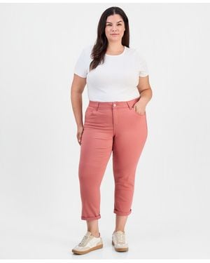 Democracy Plus Size Booty Lift Mid-rise Cropped Pants - Red