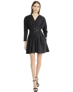 Luxely Long Sleeve V-neck Mini Dress - Black