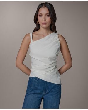 Donna Karan Weekend Bias Asymmetric Neck Drape Blouse - Gray