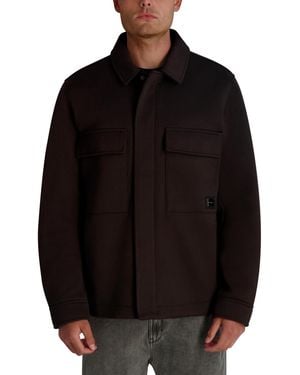 Karl Lagerfeld Twill Collared Shirt Jacket - Black