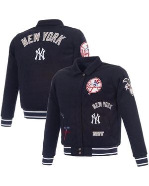 JH Design New York Yankees Reversible Wool Full-snap Jacket - Blue