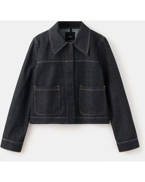 Mango Pockets Denim Jacket - Black