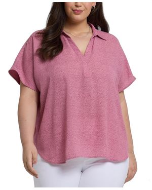 NYDJ Plus Size Becky Short Sleeved Top - Pink