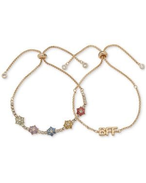 Clueless Gold-tone 2-pc. Set Bff & Color Crystal Flower Slider Bracelets - Metallic