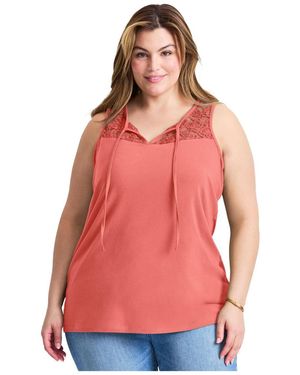 Avenue Lace Yoke Detail Tank ( Top) - Red