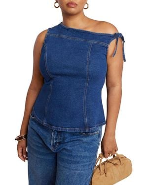 Eloquii Plus Size Asym Denim Top - Blue