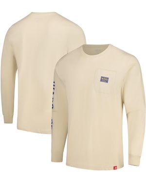 Sportiqe And Golden State Warriors Wales Heavyweight Pocket Long Sleeve T-shirt - Natural