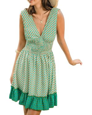 CUPSHE Modern Ingenue Geo Mini Beach Dress - Green