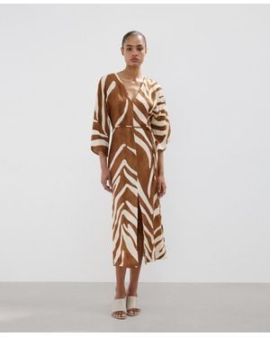 Mango Printed Midi Dress - White