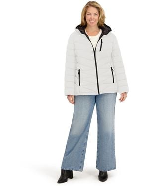 Nautica Plus Size Zip Front Short Packable Coat - Blue