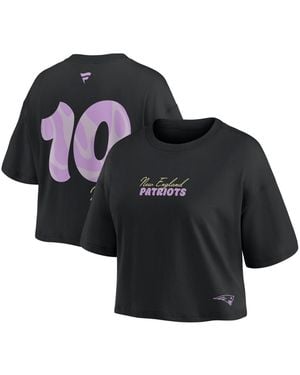 Fanatics New England Patriots Drake Maye Cropped Relaxed-fit Crewneck T-shirt - Black