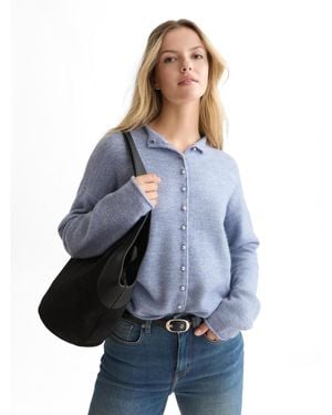 Scotch & Soda Fuzzy Funnel-neck Cardigan - Blue