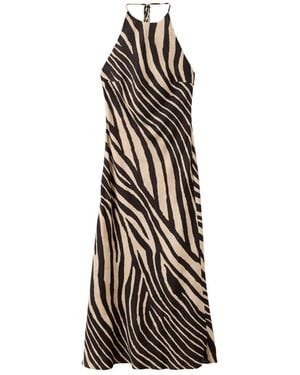 Mango Nina Animal Print Halter Midi Dress - White
