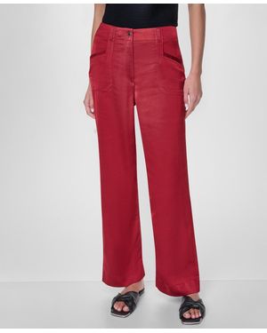 DKNY Straight-leg Top Stitch Pants - Red
