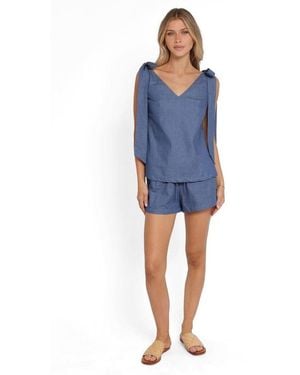 Petal & Pup Francis V-neck Pull-on Top And Shorts - Blue