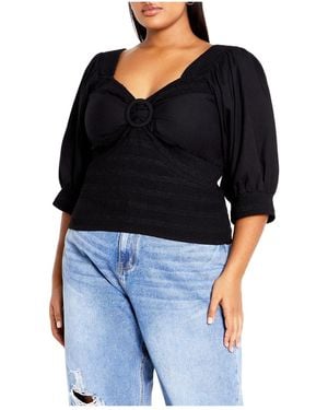 City Chic Wonen's Flora Plain Top - Black