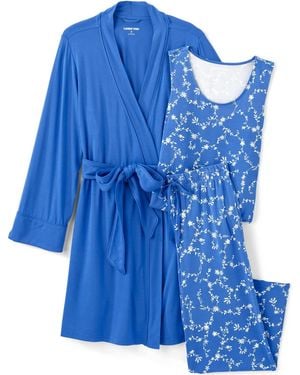 Lands' End Cooling 3 Piece Pajama Set - Blue
