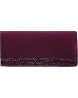 Nina Aurella Crystal Trim Small Flap Clutch Handbag - Purple