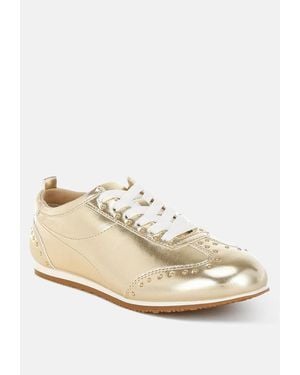 Rag & Co Yorika Studded Metallic Pleather Sneakers - White