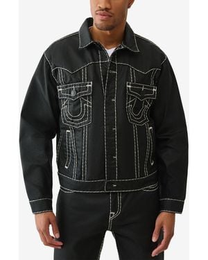 TRUE RELIGION Oversize Super-t Coated Button-up Jacket - Black