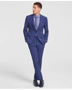 BOSS Hugo By Modern Fit Windowpane Check Suit Separates - Blue