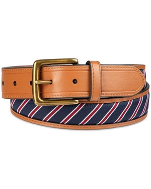 Tommy Hilfiger Prep Striped Ribbon Inlay Casual Belt - Blue