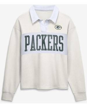Fanatics Green Bay Packers Heritage Play Action Rugby Long Sleeve Polo - White