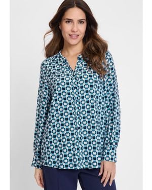 Olsen Modern Optic Tunic Shirt - Blue
