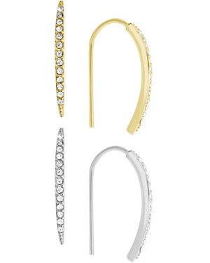 Essentials Crystal Duo Threader Earrings - White