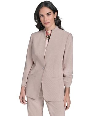 Calvin Klein Petite 3/4-sleeve One-button Blazer - Multicolor