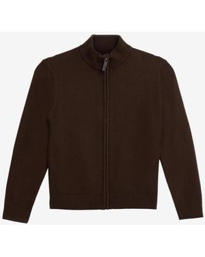 Xray Jeans Boy's Full Zip Cardigan Sweater - Brown
