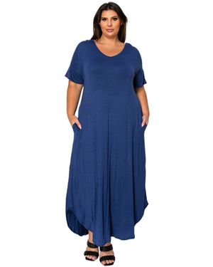 L I V D Plus Size Scarlett Maxi Pocket Dress - Blue