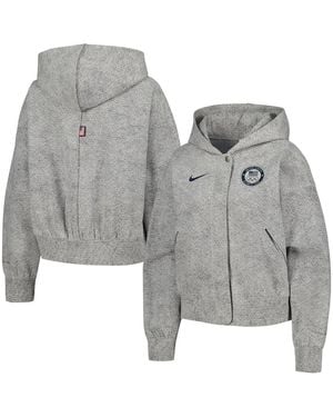 Nike Team Usa Media Day Oversized Cropped Hoodie Performance Full-zip Jacket - Gray