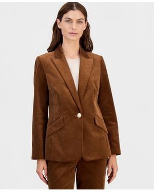 Tahari Single-button Corduroy Jacket - Brown