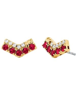Michael Kors Tone Pave Stud Earrings - Red